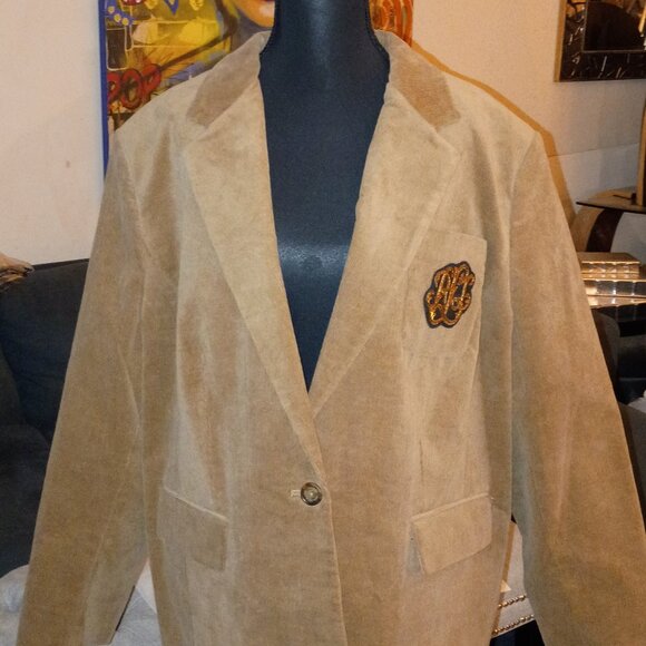RALPH LAUREN LAUREN BULLION PLUS SIZE CAMEL WOMEN'S CORDOROY BLAZER   NWT - Picture 7 of 12